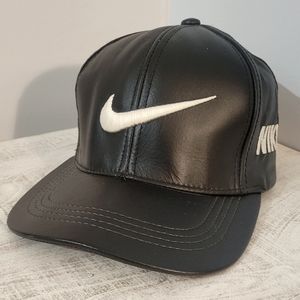 Nike black leather adjustable hat